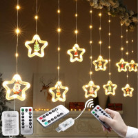 Гірлянда Штора (SFK-24) зірки з іграшкою – тепле сяйво вашого святкового декору